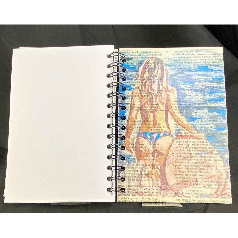 Journal Unique Surfing Designs Handmade Upcycle Spiral Notebook Cowabunga Dude
